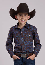 Roper Boys Long Sleeve Snap Winter Foulard Western Shirt