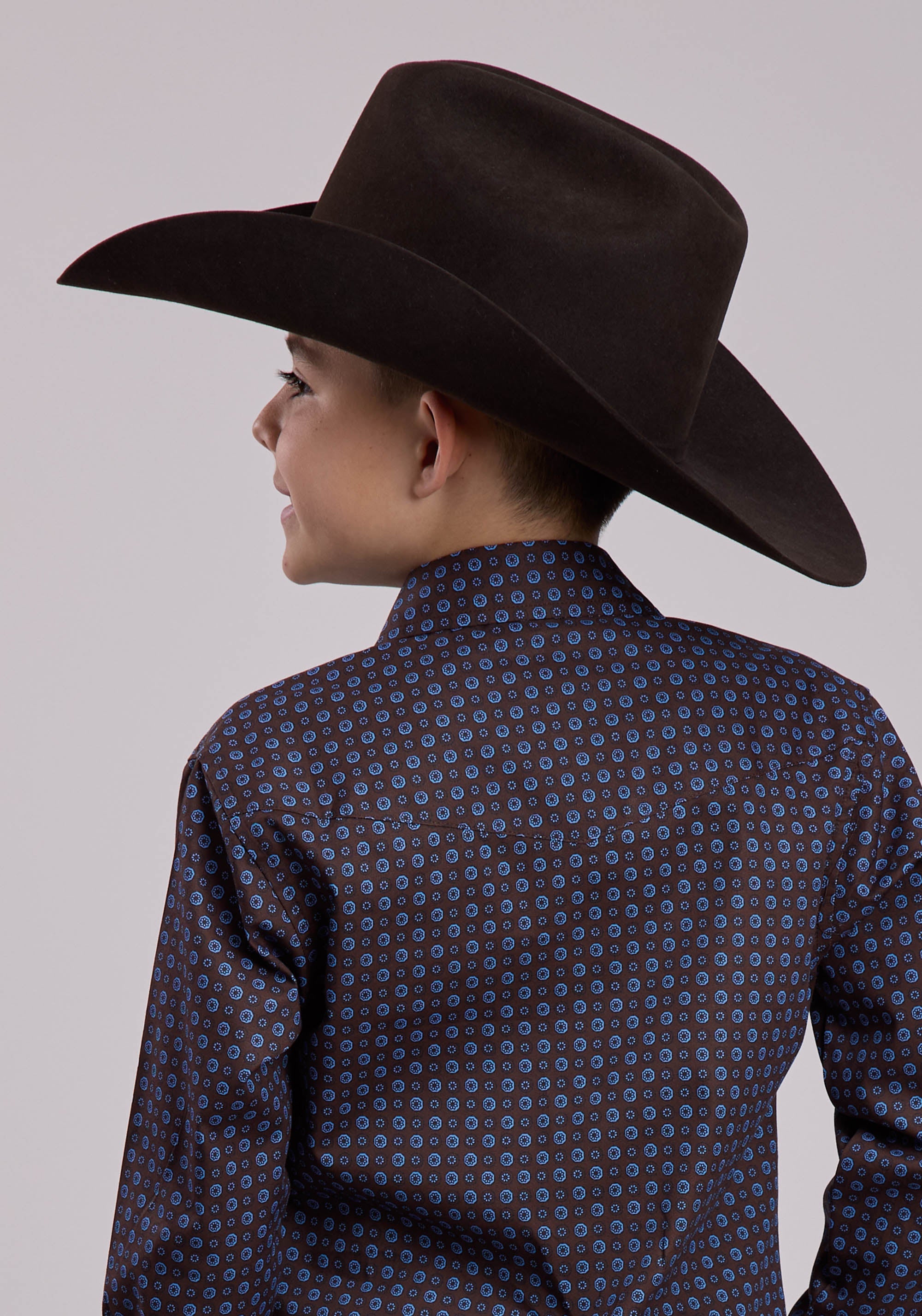 Roper Boys Long Sleeve Snap Winter Foulard Western Shirt