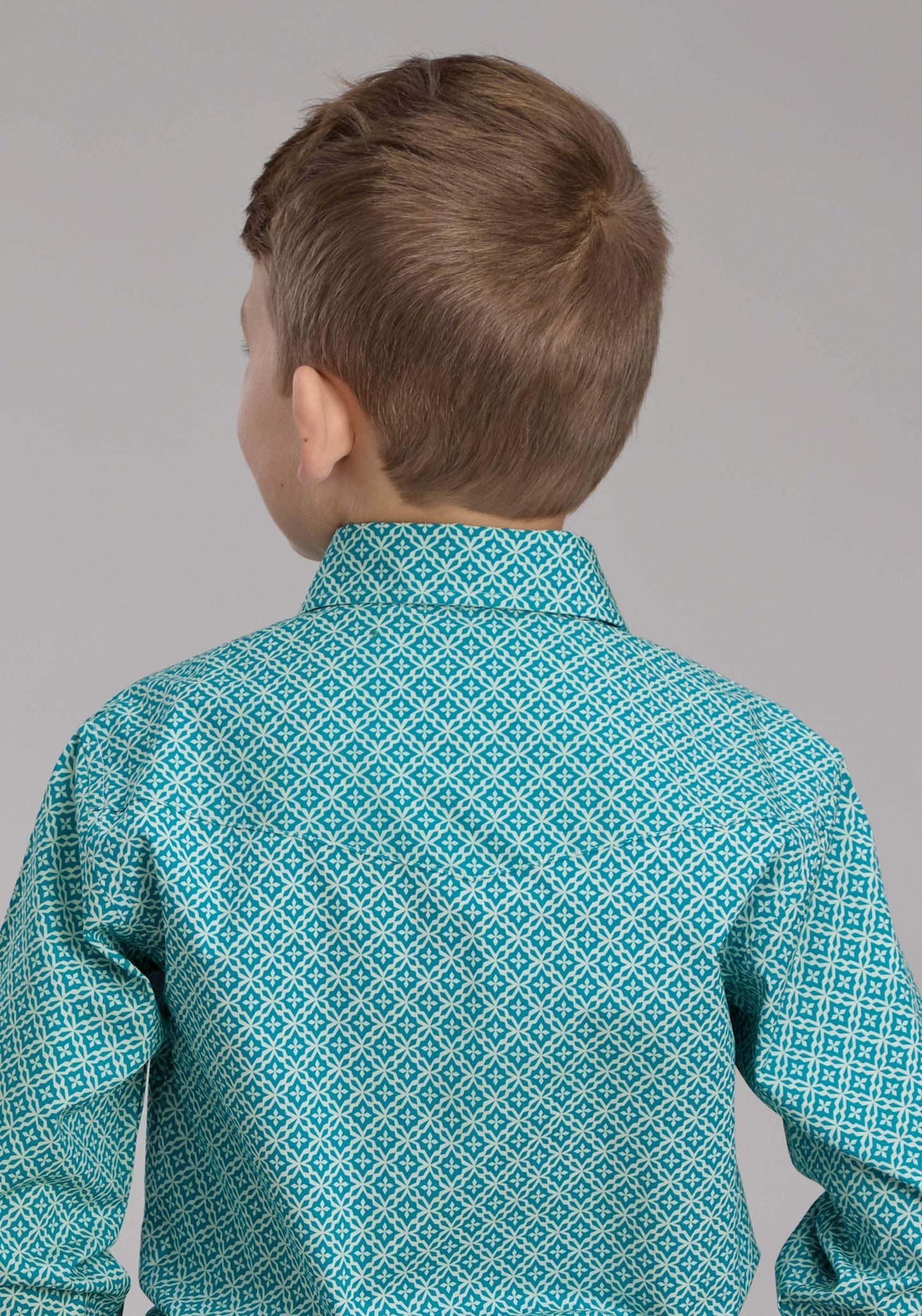 Roper Boys Stretch Four Point Foulard - Turq Long Sleeve Snap Western Shirt - Roper - Flyclothing LLC