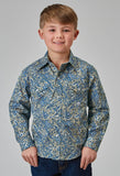 Roper Boys Long Sleeve Snap Delft Paisley Western Shirt - Roper
