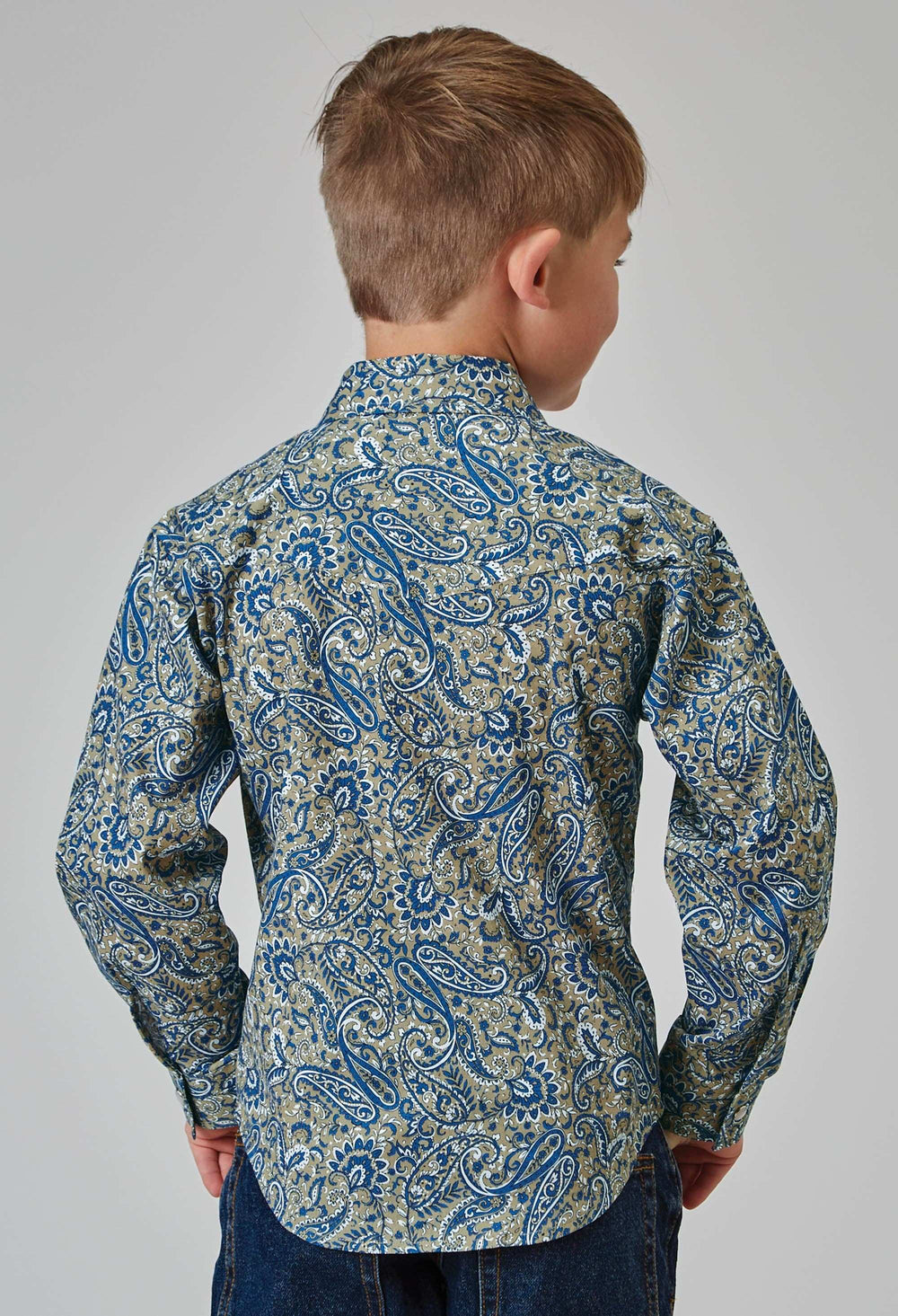 Roper Boys Long Sleeve Snap Delft Paisley Western Shirt - Roper - Flyclothing LLC