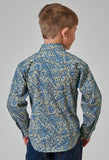 Roper Boys Long Sleeve Snap Delft Paisley Western Shirt - Roper