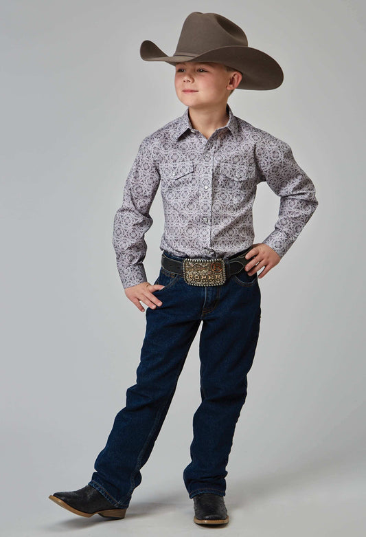 Roper Boys Long Sleeve Snap Silver Medallion Western Shirt - Roper - Flyclothing LLC