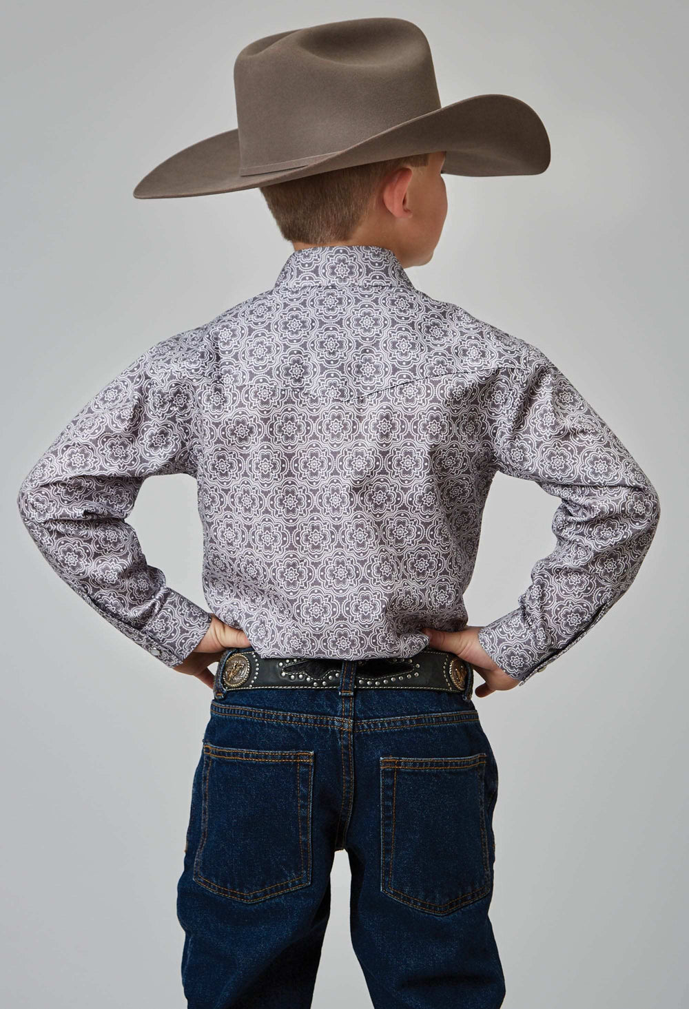 Roper Boys Long Sleeve Snap Silver Medallion Western Shirt - Roper - Flyclothing LLC
