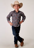 Roper Boys Long Sleeve Snap Red River Paisley Western Shirt - Roper