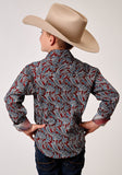 Roper Boys Long Sleeve Snap Red River Paisley Western Shirt - Roper