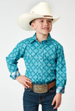 Roper Boys Long Sleeve Snap Lake Medallion Western Shirt - Roper