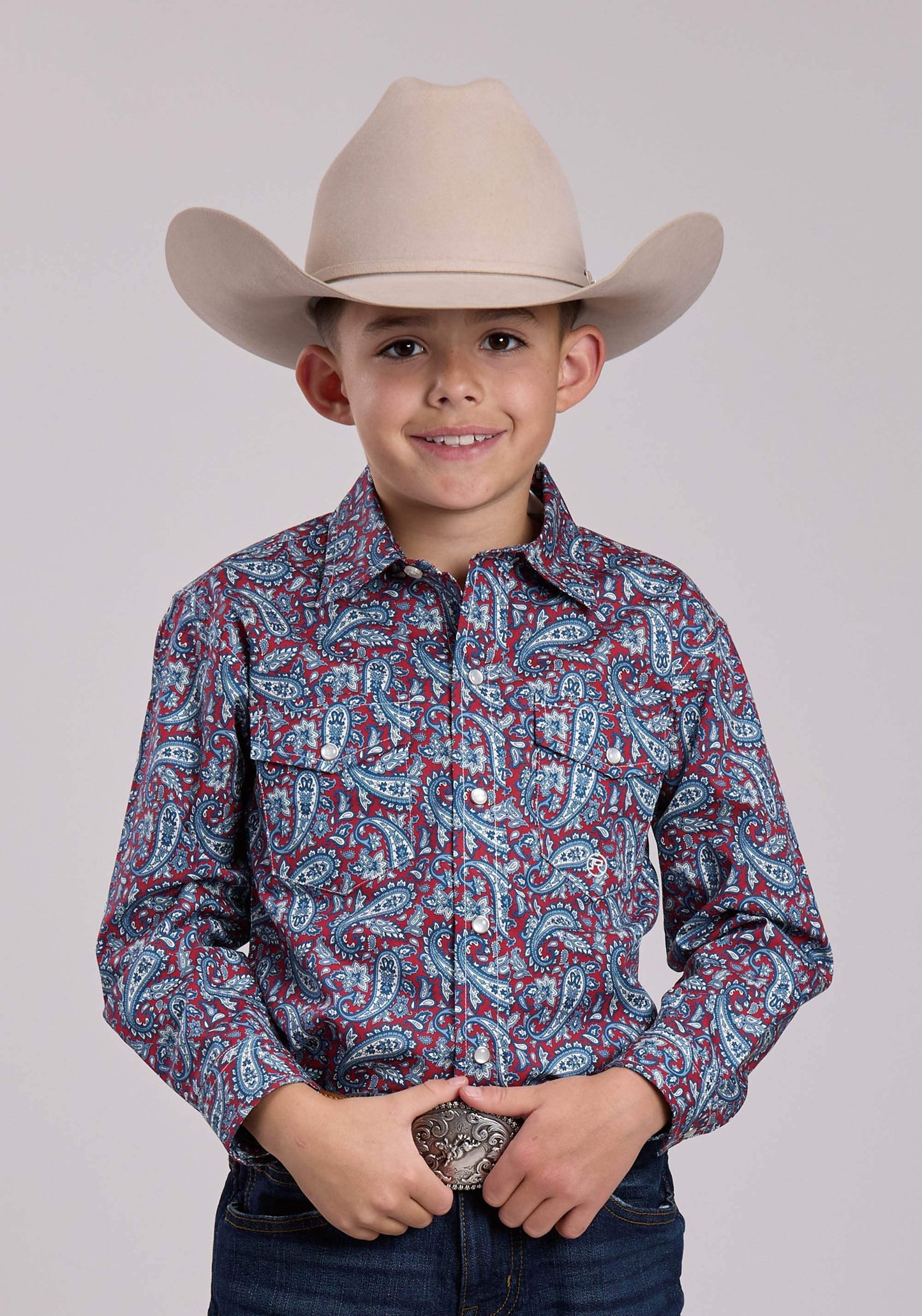 Boys Roper Bandana Paisley Long Sleeve Snap Shirt - Roper - Flyclothing LLC