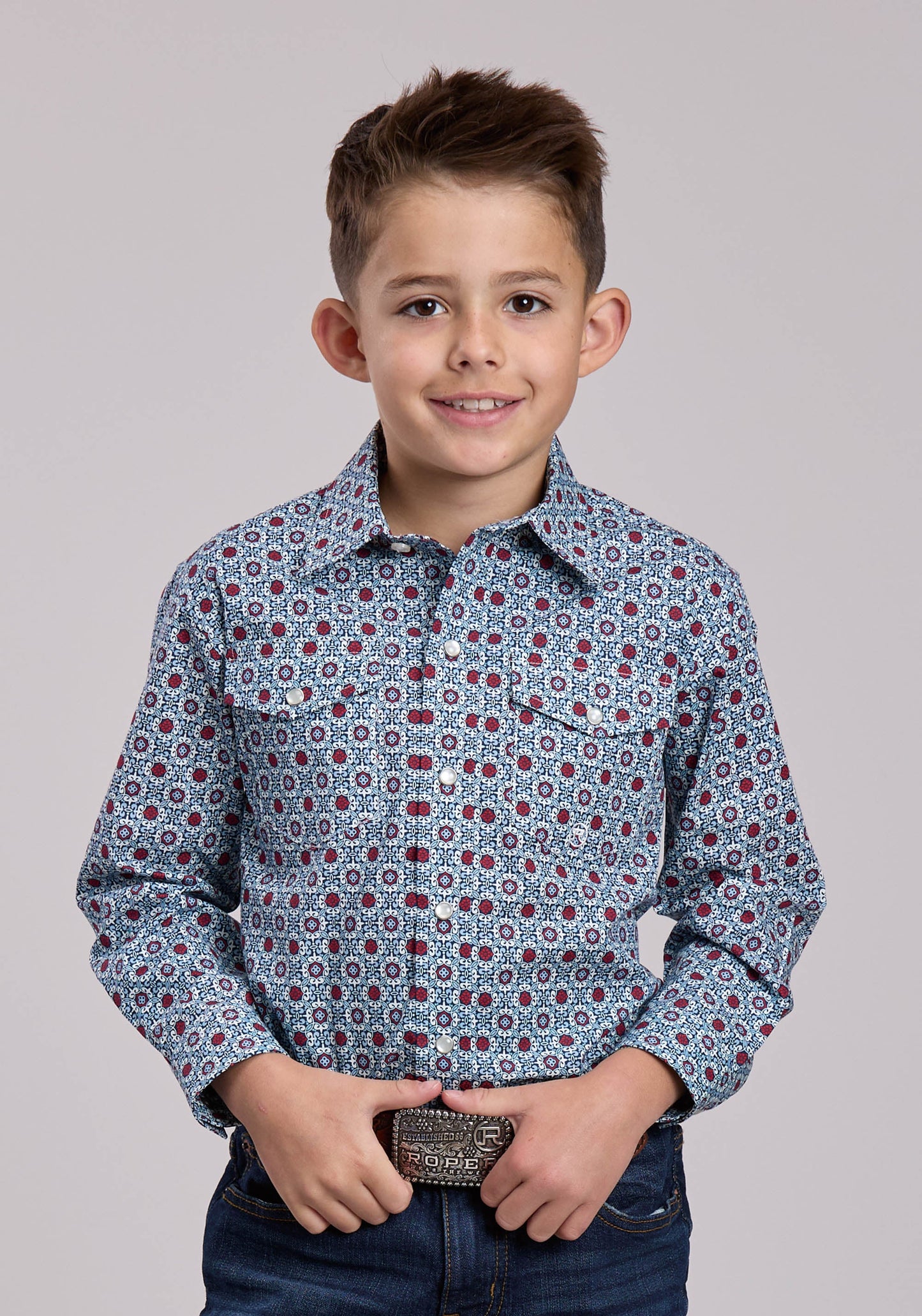 Boys Roper Vintage Scroll Foulard Long Sleeve Snap Shirt