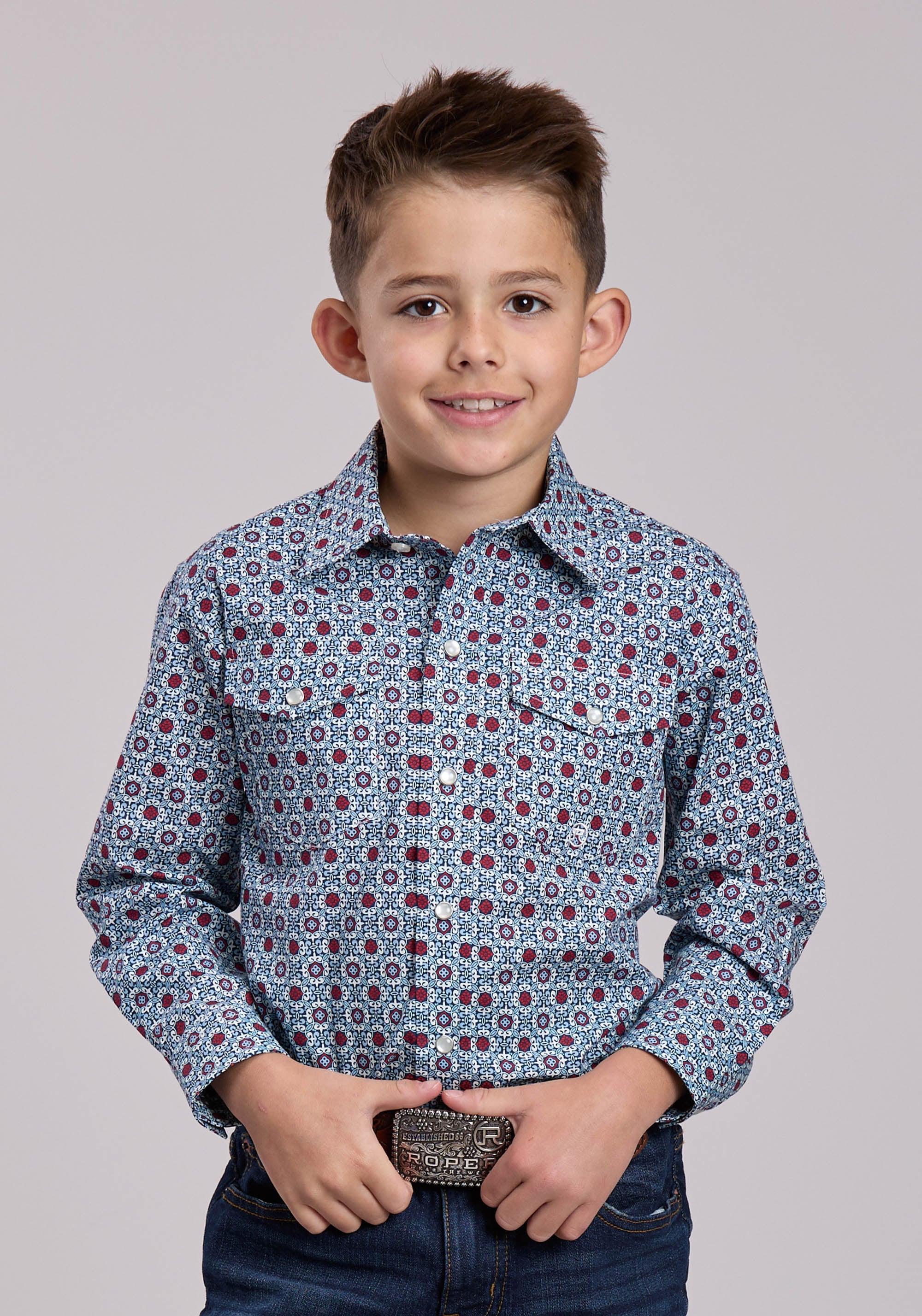 Boys Roper Vintage Scroll Foulard Long Sleeve Snap Shirt