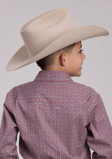 Boys Roper Red Tile Foulard Long Sleeve Snap Shirt