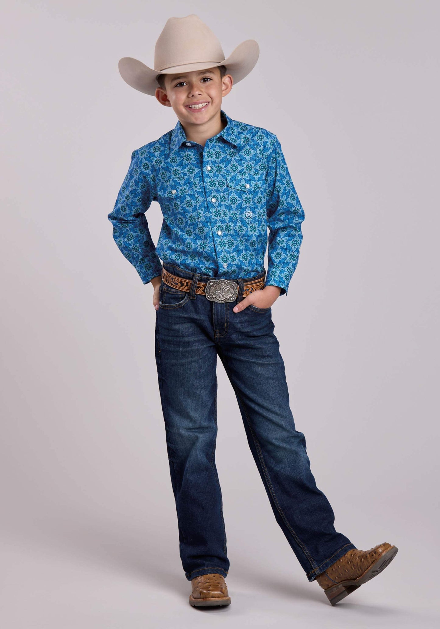 Boys Roper Ornamental Paisley Long Sleeve Snap Shirt - Roper - Flyclothing LLC