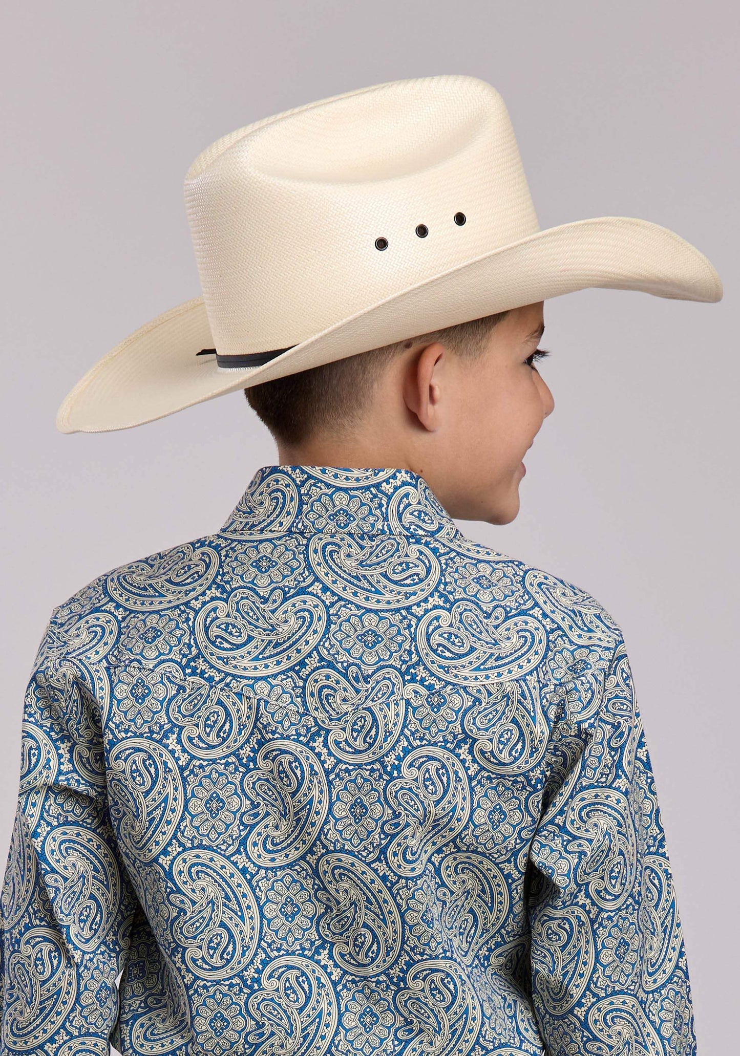 Boys Roper Blue Line Paisley Long Sleeve Snap Shirt - Roper - Flyclothing LLC