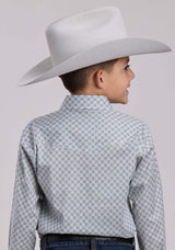Boys Roper Stretch Four Point Foulard - Grey Long Sleeve Snap Shirt - Roper - Flyclothing LLC