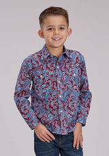 Roper Boys Heritage Paisley Long Sleeve Snap Western Shirt