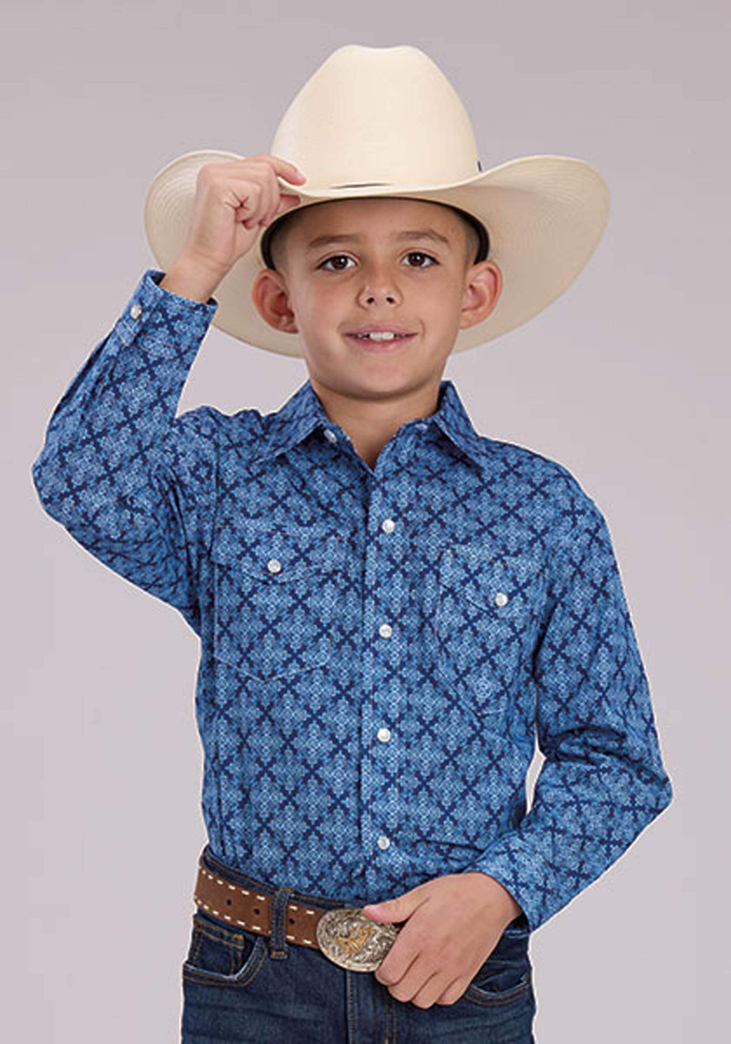 Roper Boys Blue Ribbon Medallion Long Sleeve Snap Western Shirt - Roper - Flyclothing LLC
