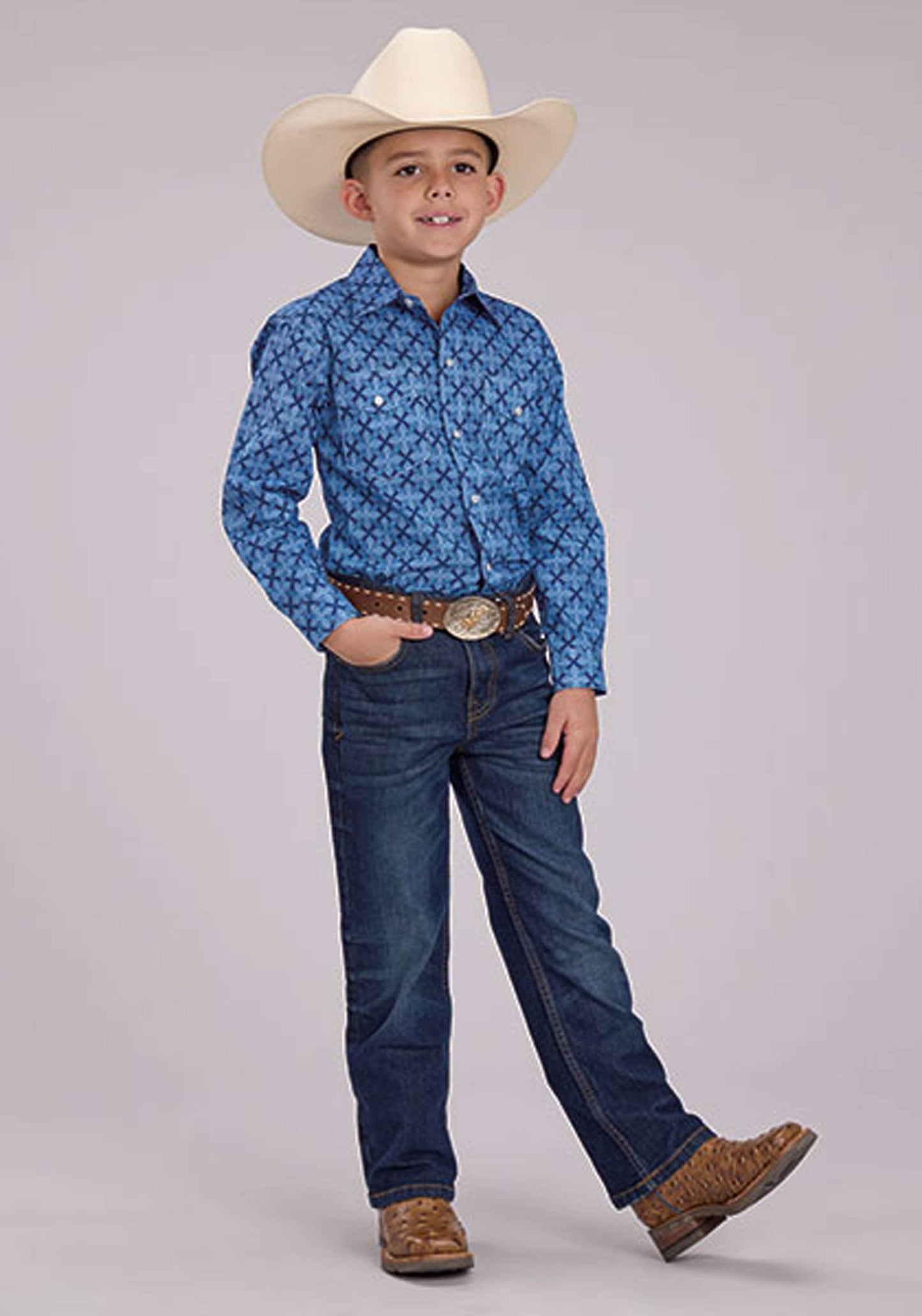 Roper Boys Blue Ribbon Medallion Long Sleeve Snap Western Shirt - Roper - Flyclothing LLC