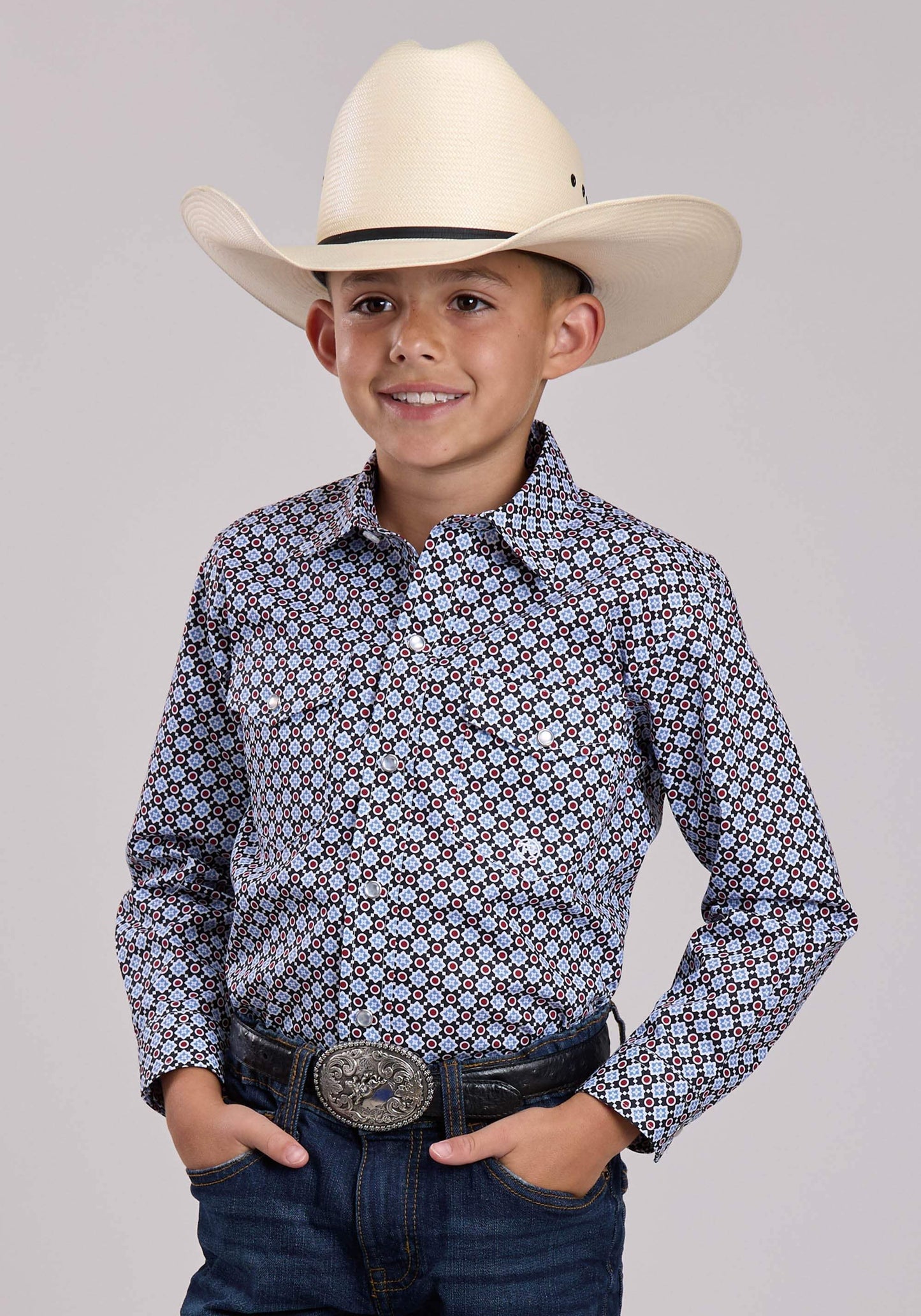 Boys Roper Baseball Foulard Long Sleeve Snap Shirt - Roper - Flyclothing LLC