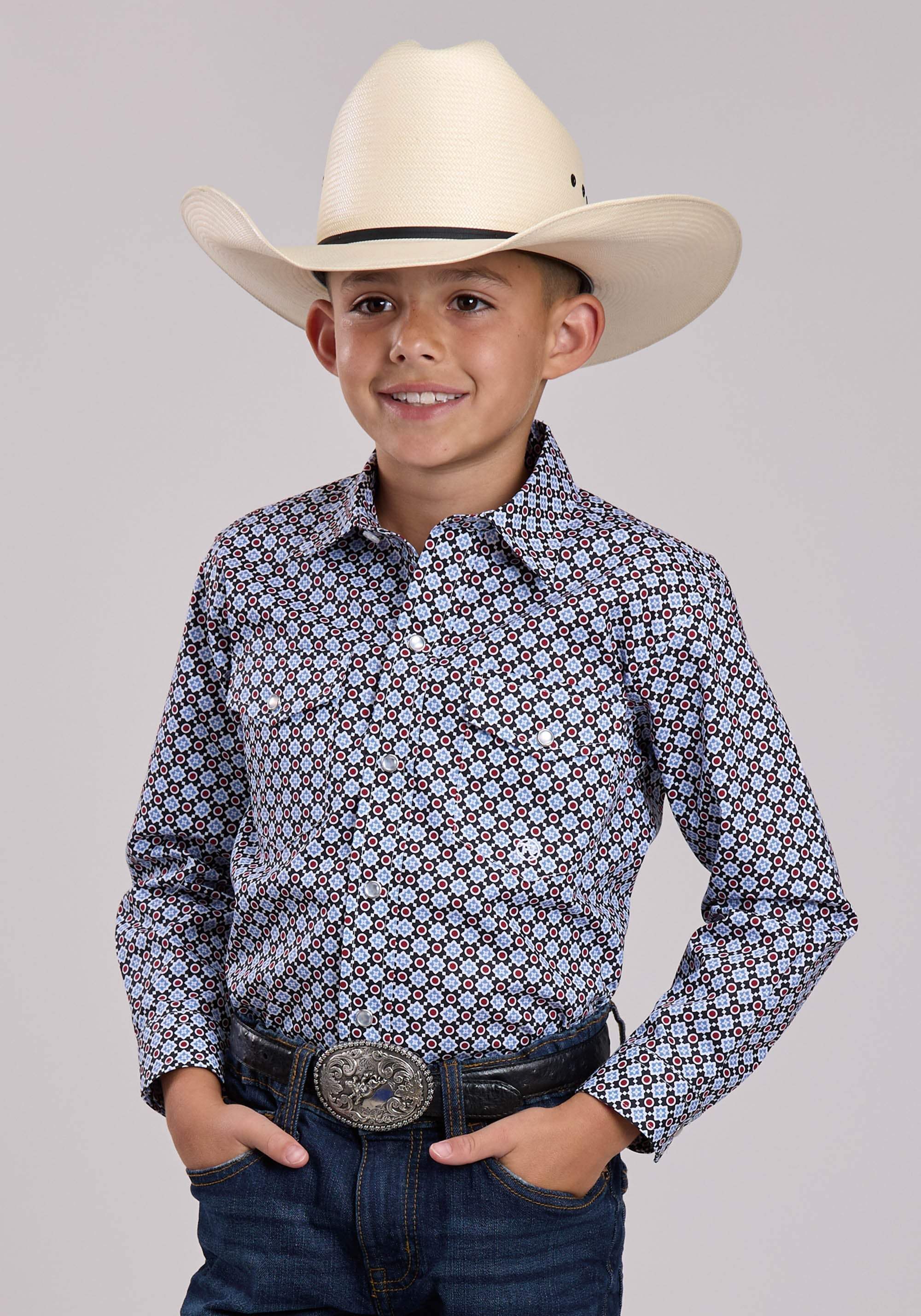 Boys Roper Baseball Foulard Long Sleeve Snap Shirt - Roper - Flyclothing LLC