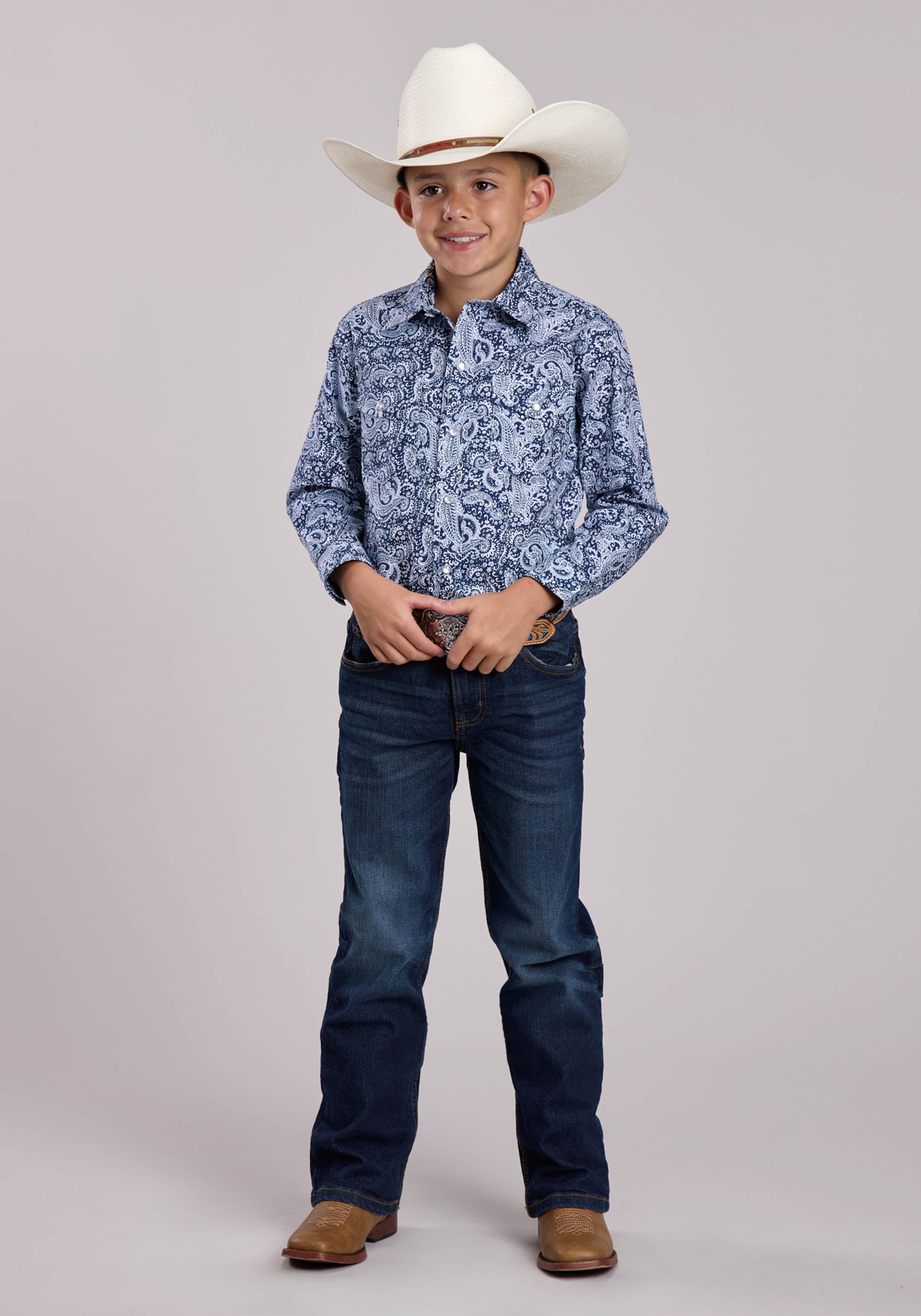 Boys Roper Windy Paisley Long Sleeve Snap Shirt