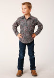 Roper Boys Long Sleeve Snap Old Time Paisley Western Shirt - Roper