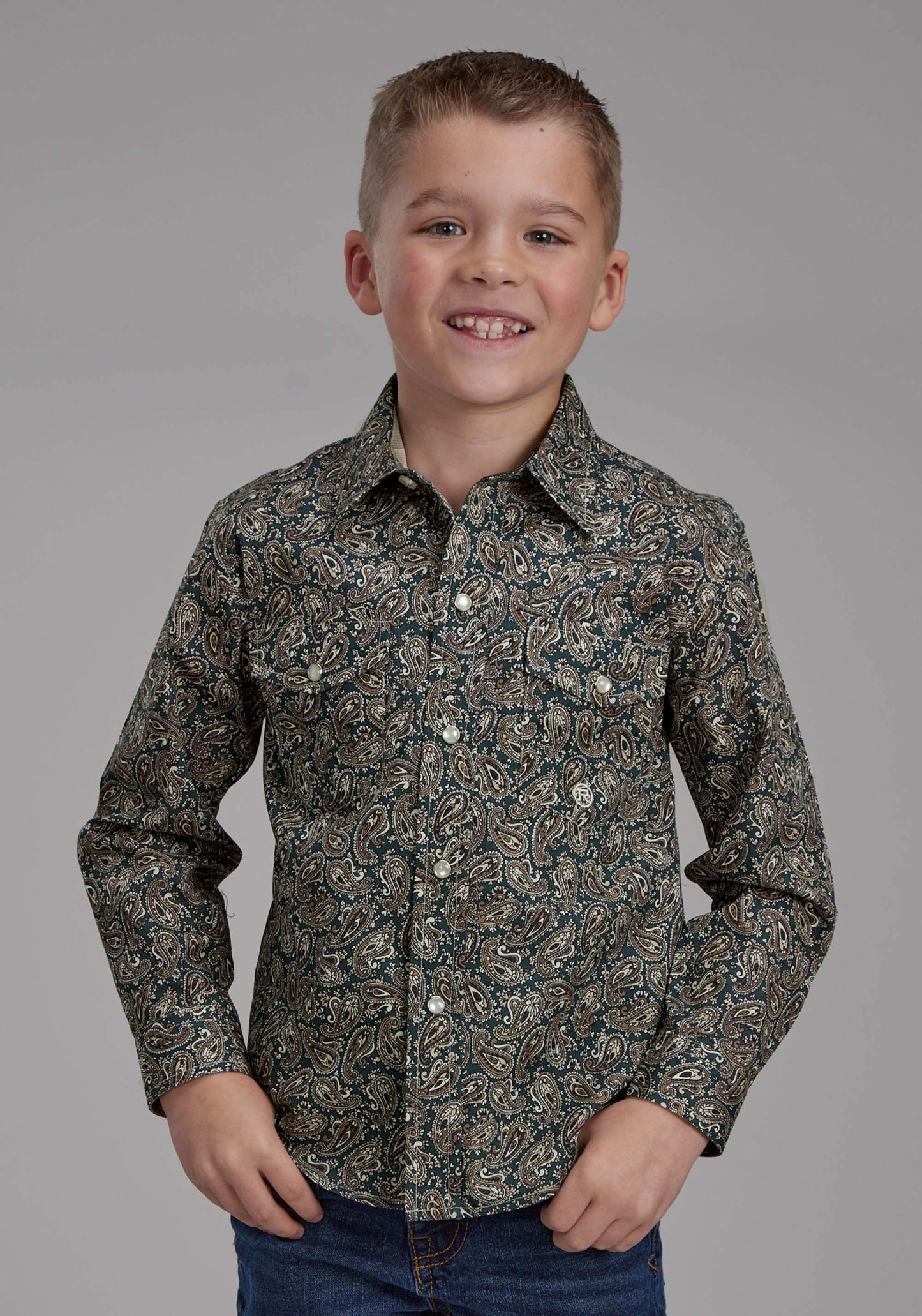 Roper Boys Oak Paisley Long Sleeve Snap Western Shirt - Roper - Flyclothing LLC