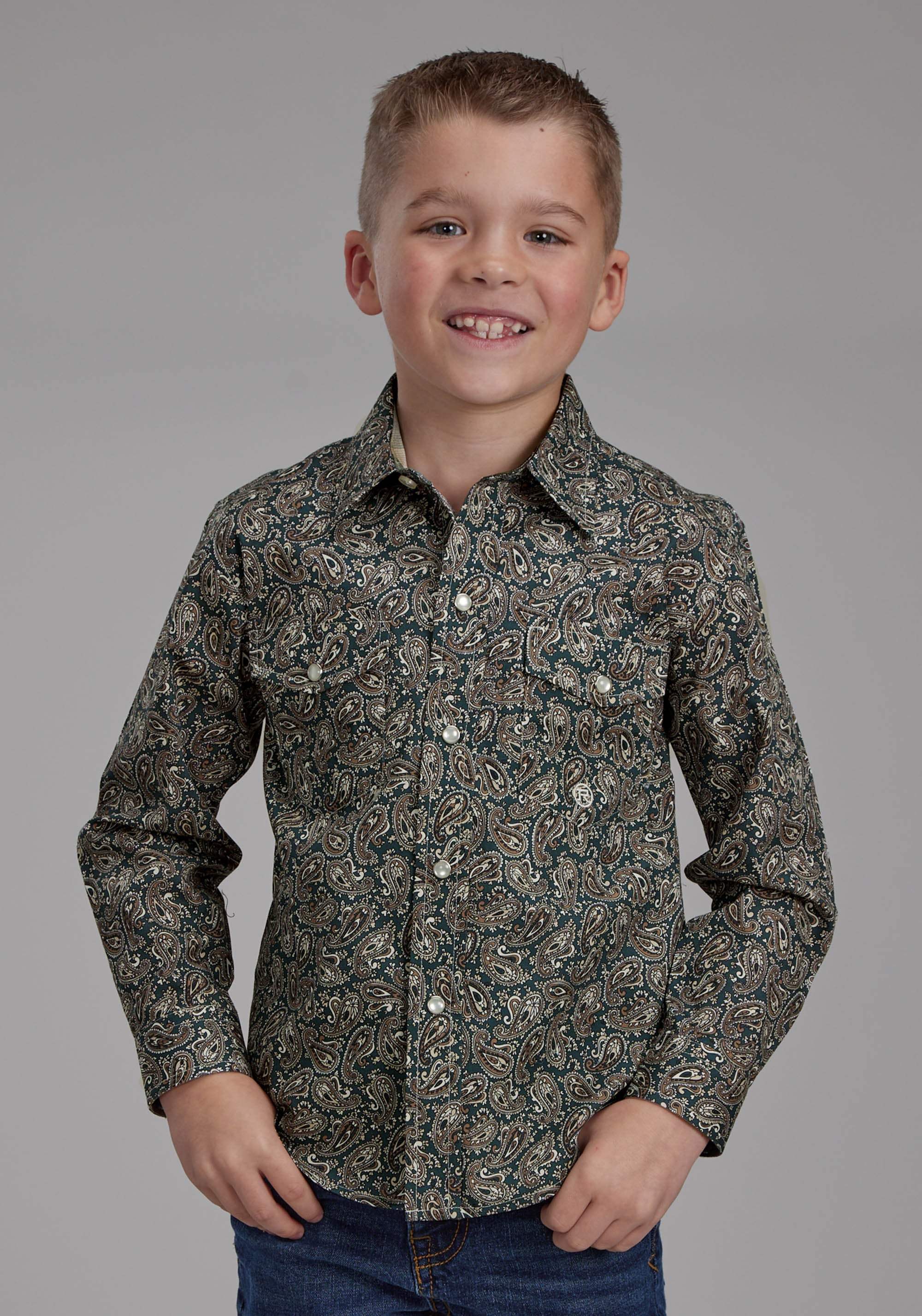 Roper Boys Oak Paisley Long Sleeve Snap Western Shirt - Roper - Flyclothing LLC