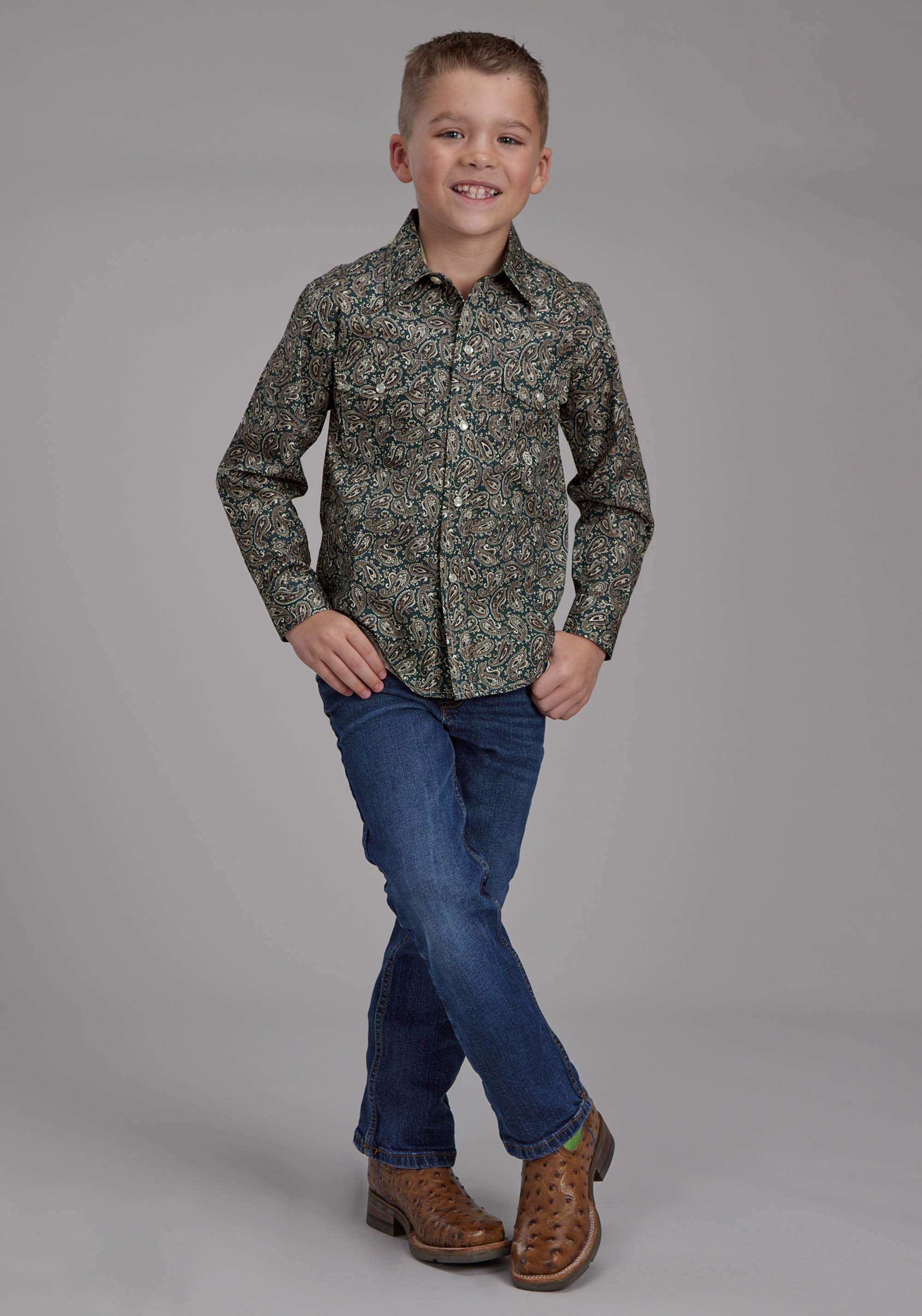 Roper Boys Oak Paisley Long Sleeve Snap Western Shirt - Roper - Flyclothing LLC