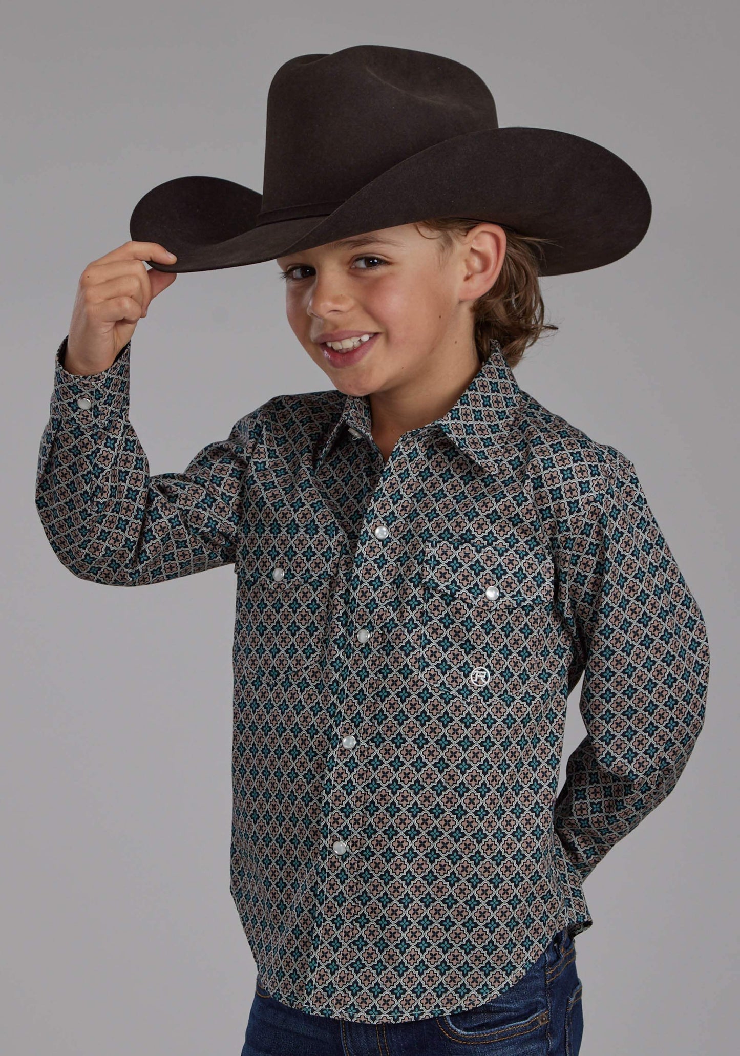 Roper Boys Acorn Foulard Long Sleeve Snap Western Shirt - Roper - Flyclothing LLC
