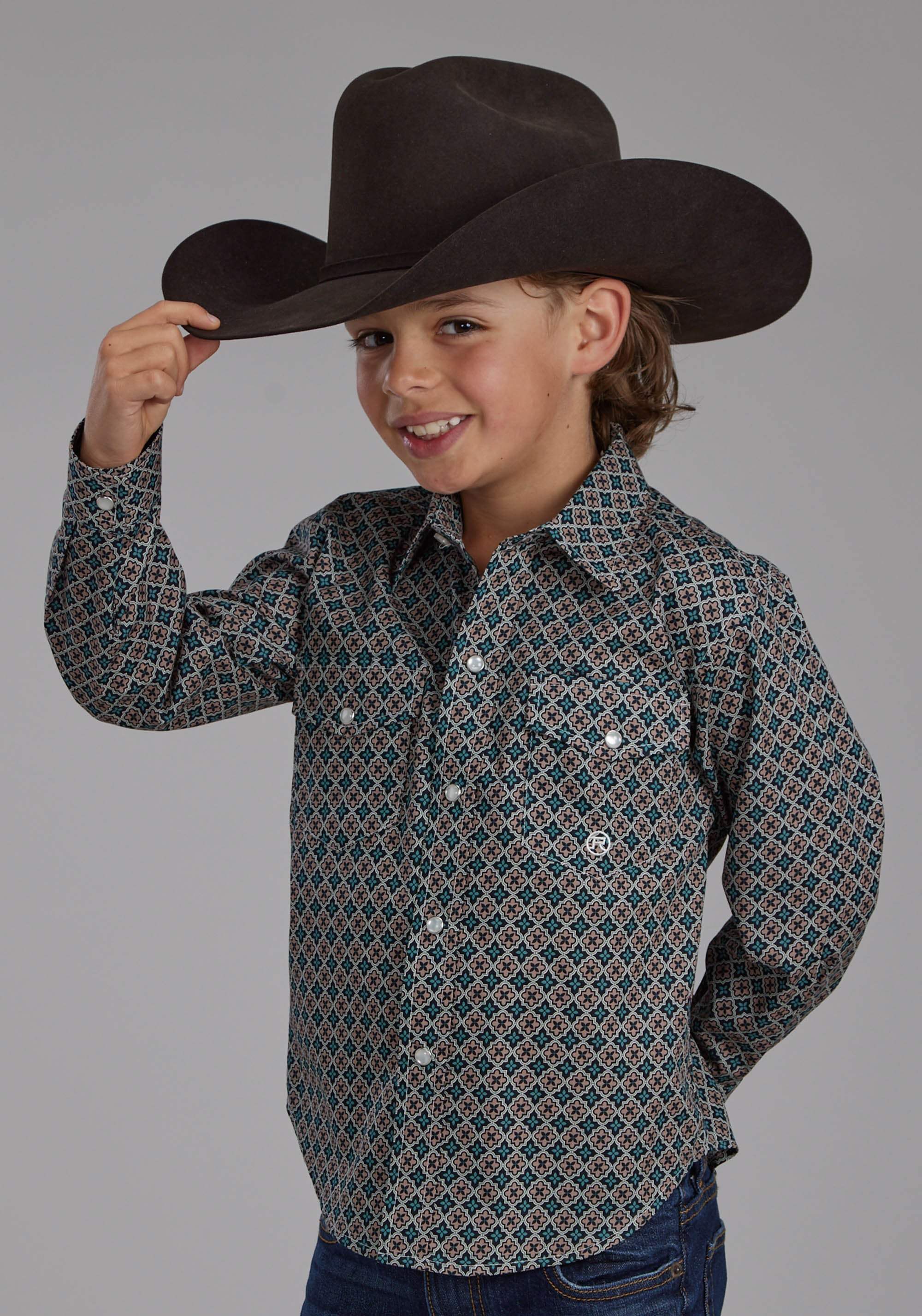 Roper Boys Acorn Foulard Long Sleeve Snap Western Shirt - Roper - Flyclothing LLC