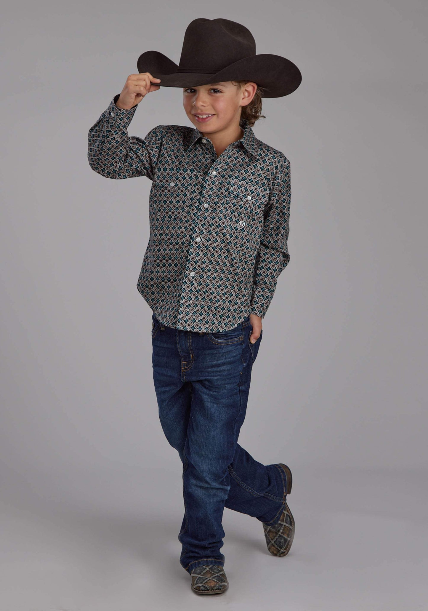 Roper Boys Acorn Foulard Long Sleeve Snap Western Shirt - Roper - Flyclothing LLC