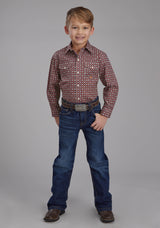Roper Boys Highway Foulard Long Sleeve Snap Western Shirt