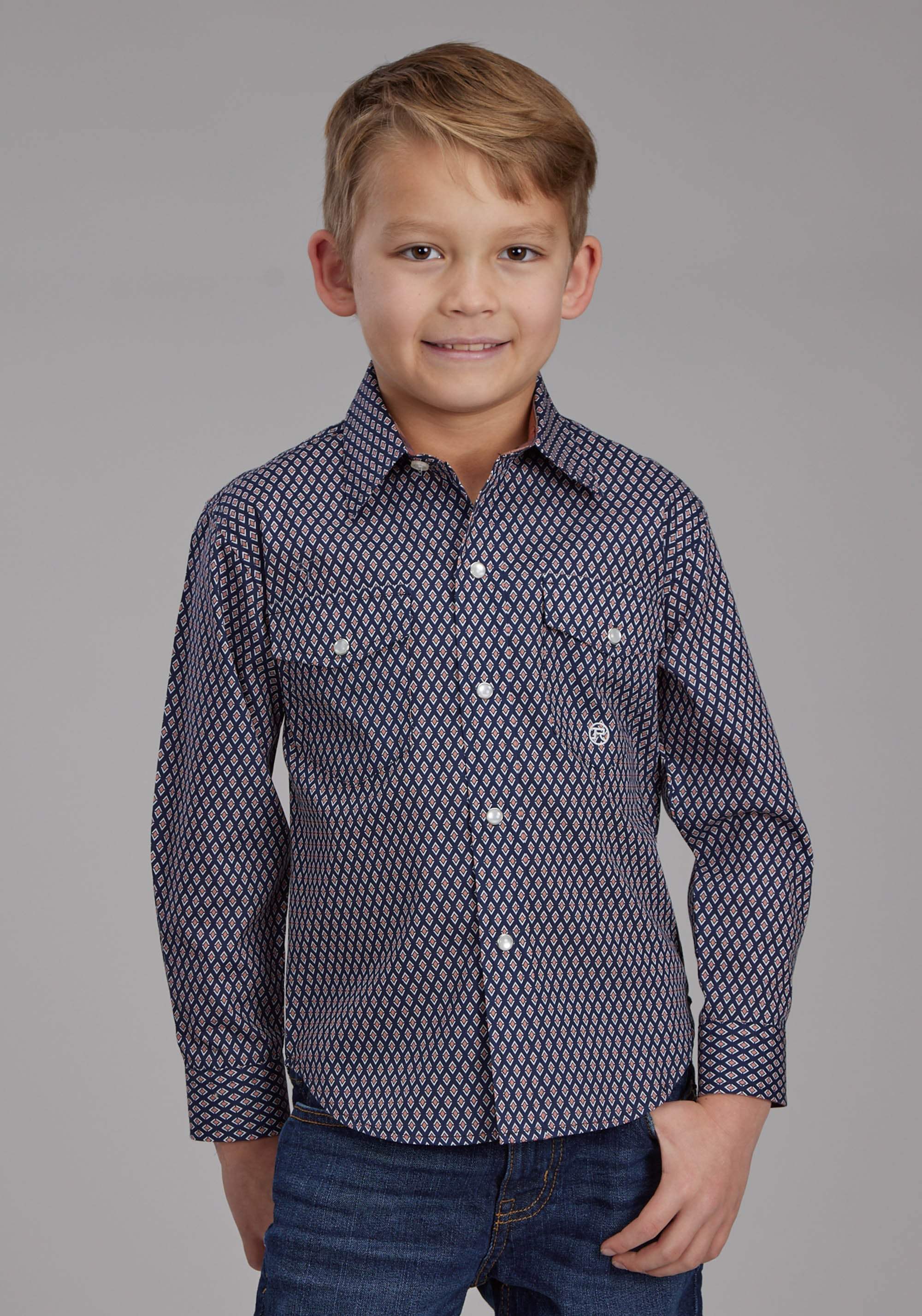 Roper Boys Diamond Eye Geo Long Sleeve Snap Western Shirt - Roper - Flyclothing LLC