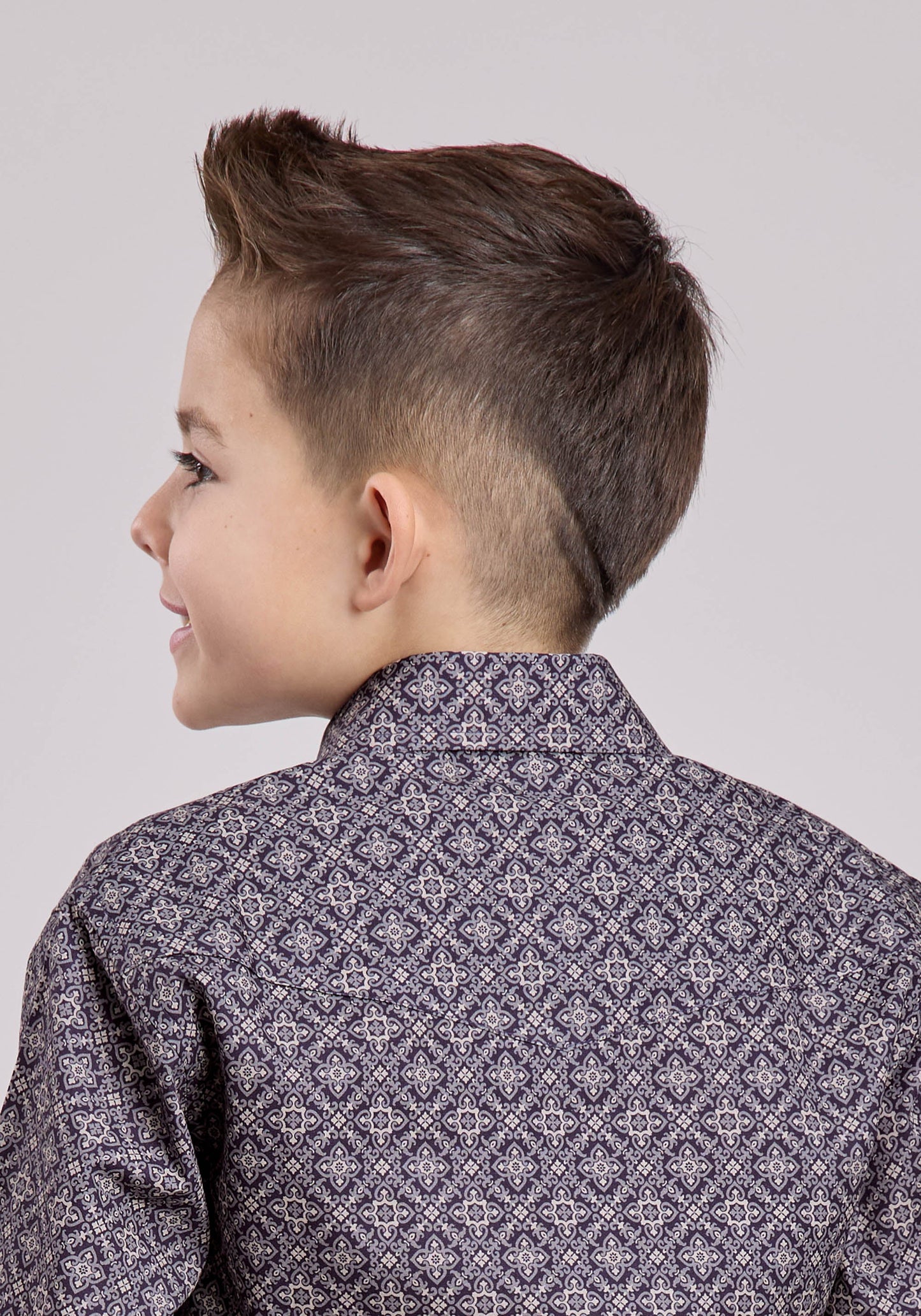 Roper Boys Long Sleeve Snap Plum Foulard Western Shirt