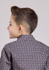Roper Boys Long Sleeve Snap Plum Foulard Western Shirt