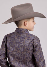 Roper Boys Long Sleeve Snap Purple Haze Paisley Western Shirt