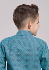 Boys Roper Aztec Diamond Geo Long Sleeve Snap Shirt