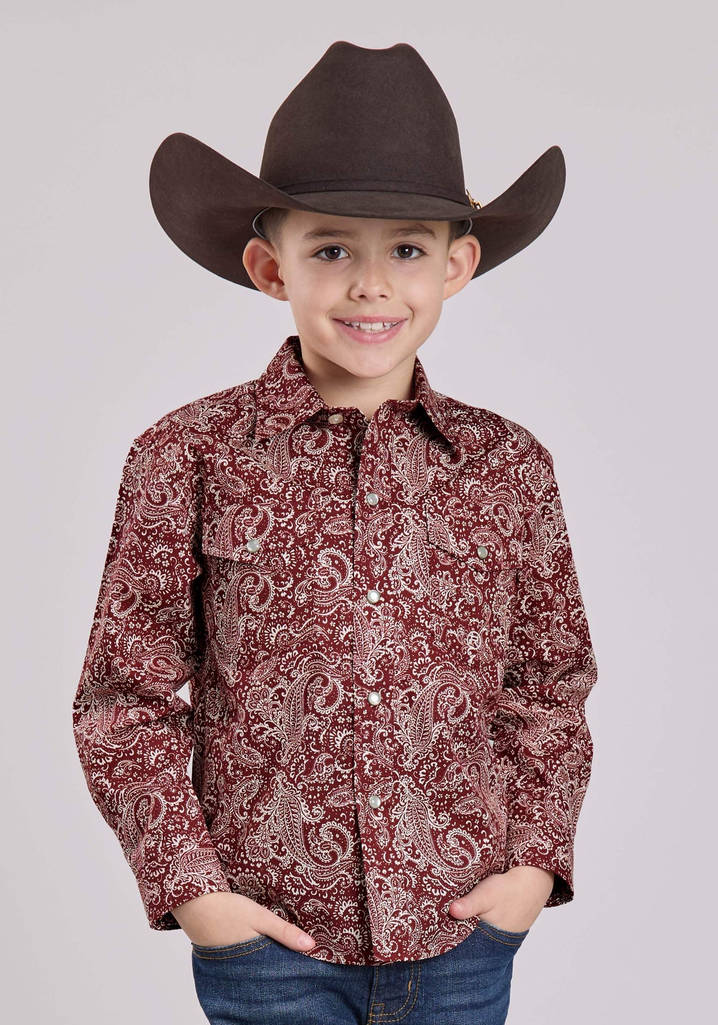 Roper Boys Long Sleeve Snap Plume Paisley Western Shirt - Roper - Flyclothing LLC