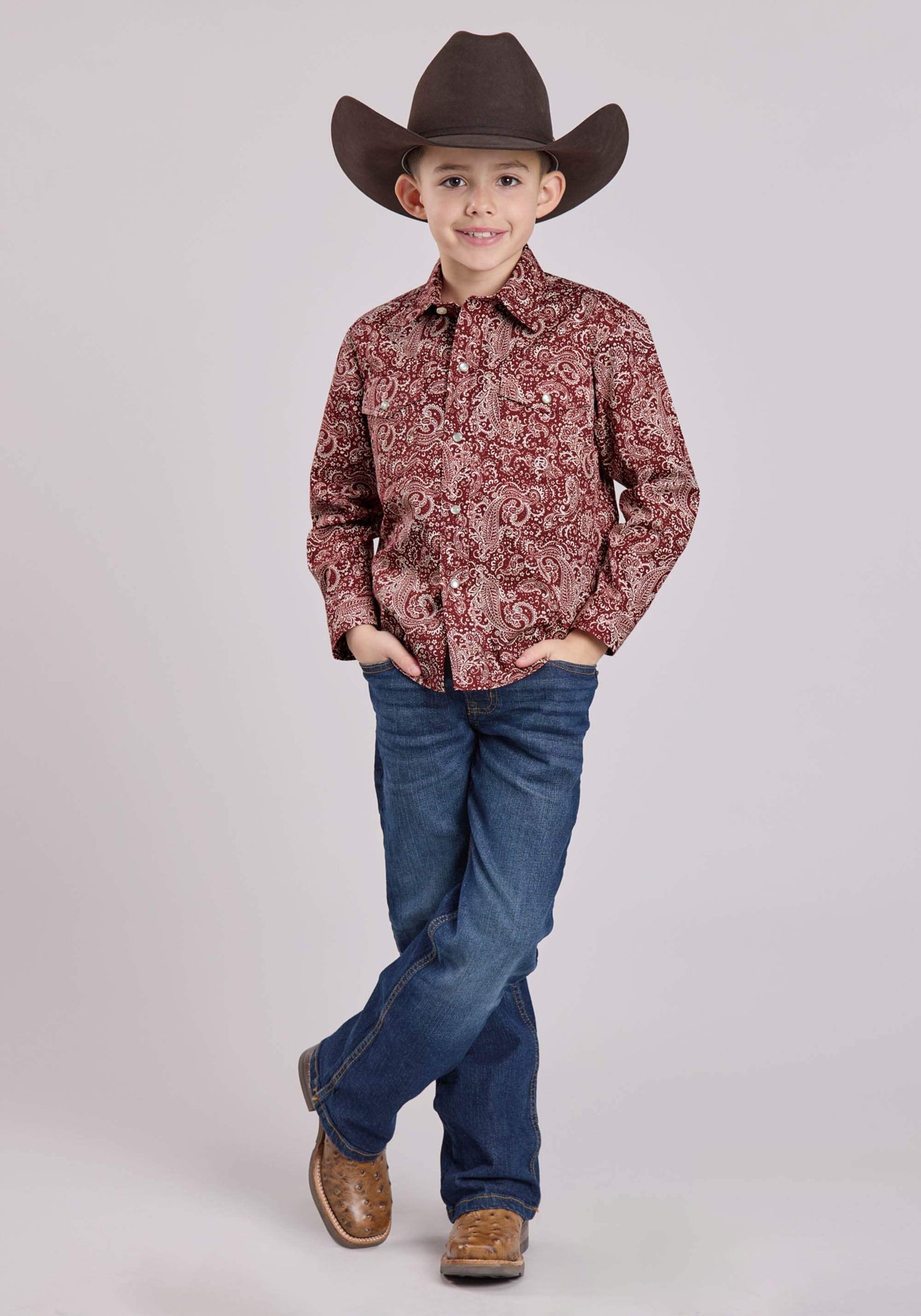 Roper Boys Long Sleeve Snap Plume Paisley Western Shirt - Roper - Flyclothing LLC