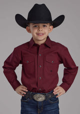 Roper Boys Black Fill Poplin - Red Long Sleeve Snap Western Shirt - Roper - Flyclothing LLC