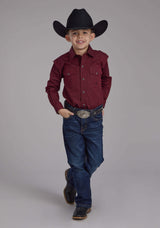 Roper Boys Black Fill Poplin - Red Long Sleeve Snap Western Shirt - Roper - Flyclothing LLC