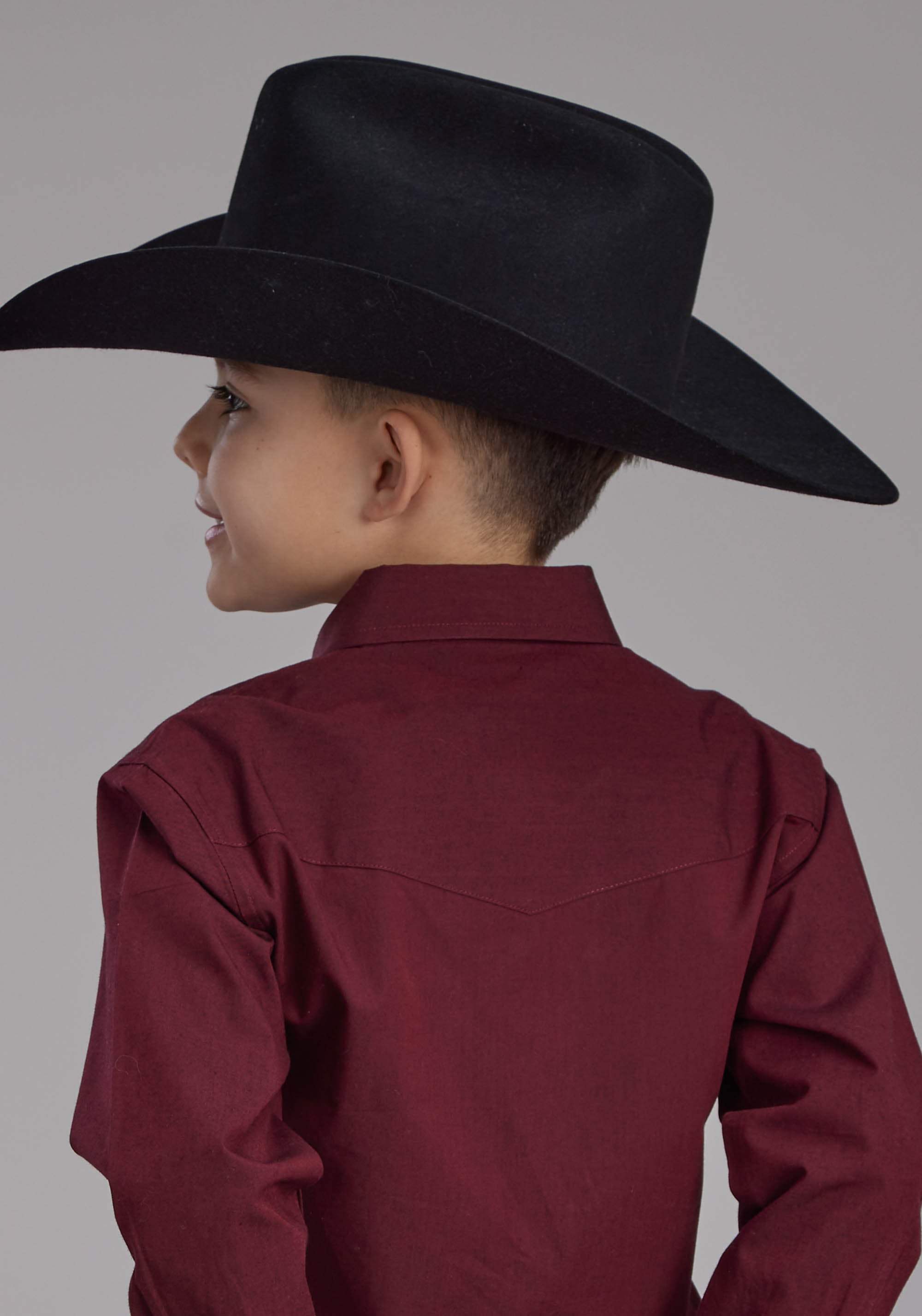 Roper Boys Black Fill Poplin - Red Long Sleeve Snap Western Shirt - Roper - Flyclothing LLC