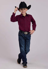 Roper Boys Long Sleeve Snap Black Fill - Wine Western Shirt - Roper - Flyclothing LLC