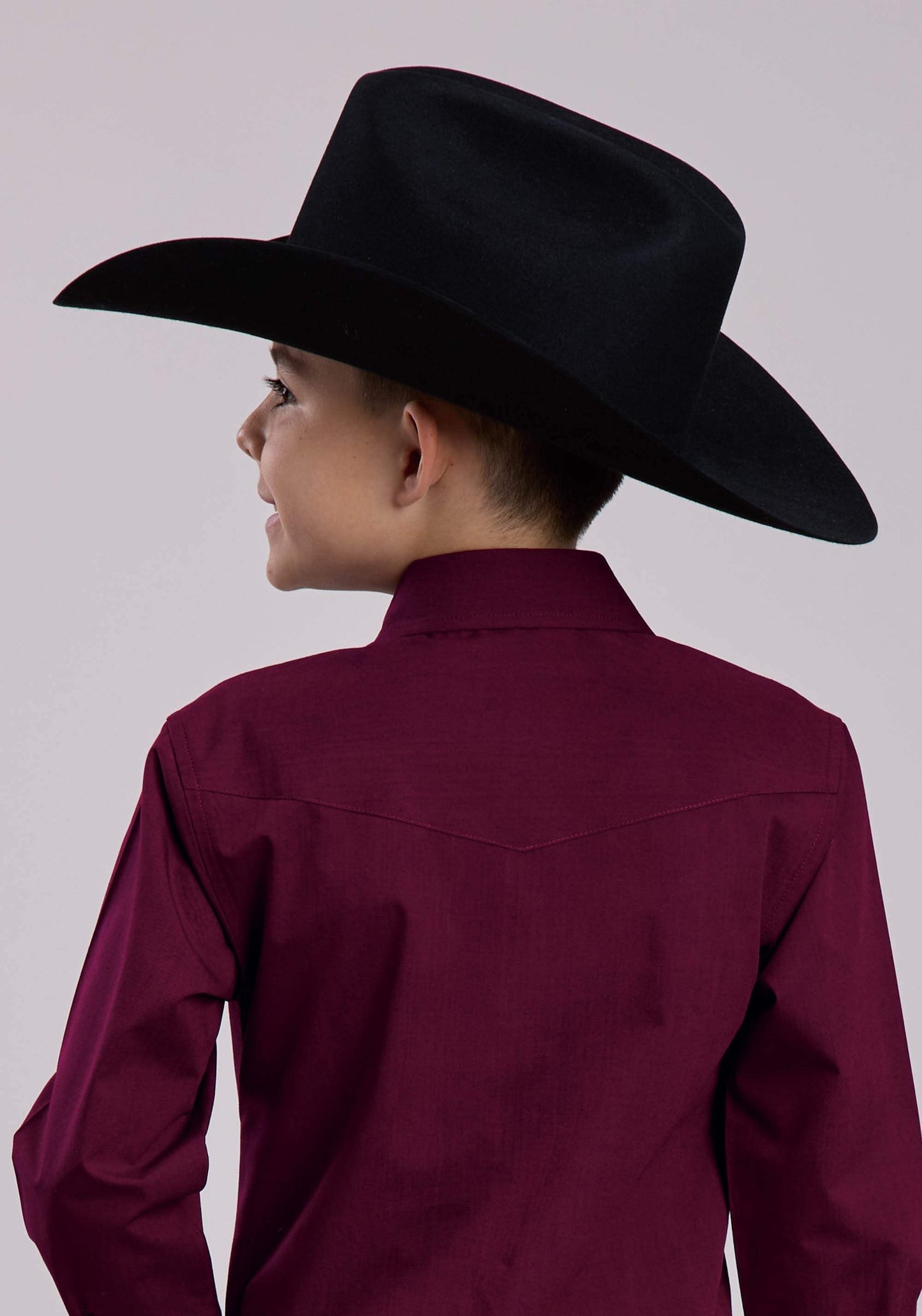 Roper Boys Long Sleeve Snap Black Fill - Wine Western Shirt - Roper - Flyclothing LLC