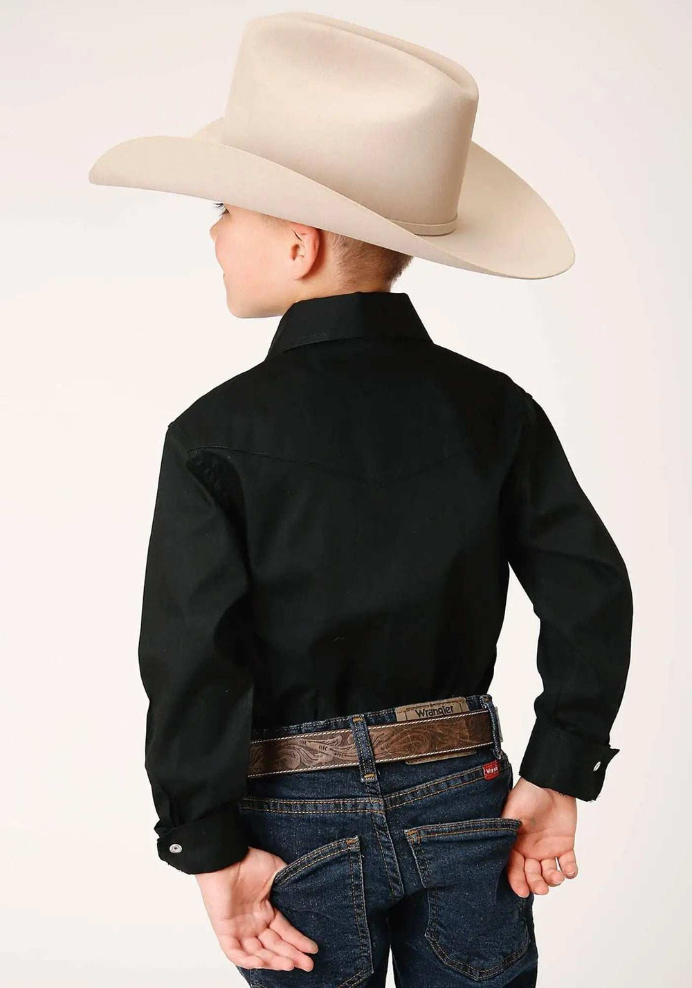 Roper Boys Long Sleeve Snap Solid Poplin Western Model Western Shirt - Roper - Flyclothing LLC