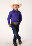 Roper Boys Long Sleeve Snap Solid Poplin Western Model  Western Shirt - Roper