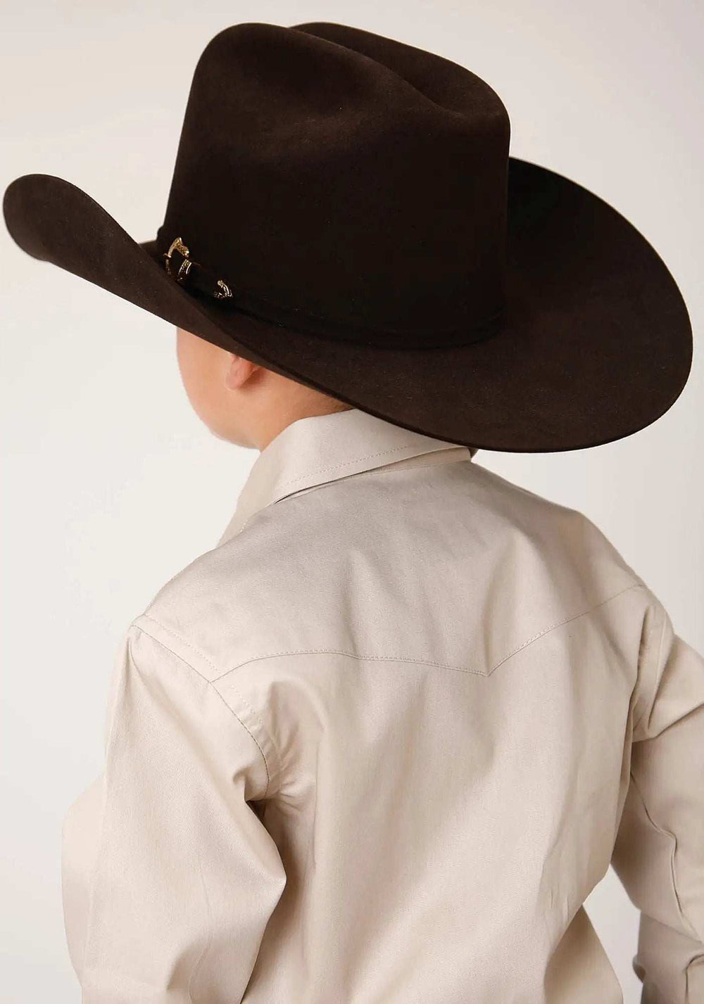 Roper Boys Long Sleeve Snap Solid Poplin Western Model Western Shirt - Roper - Flyclothing LLC