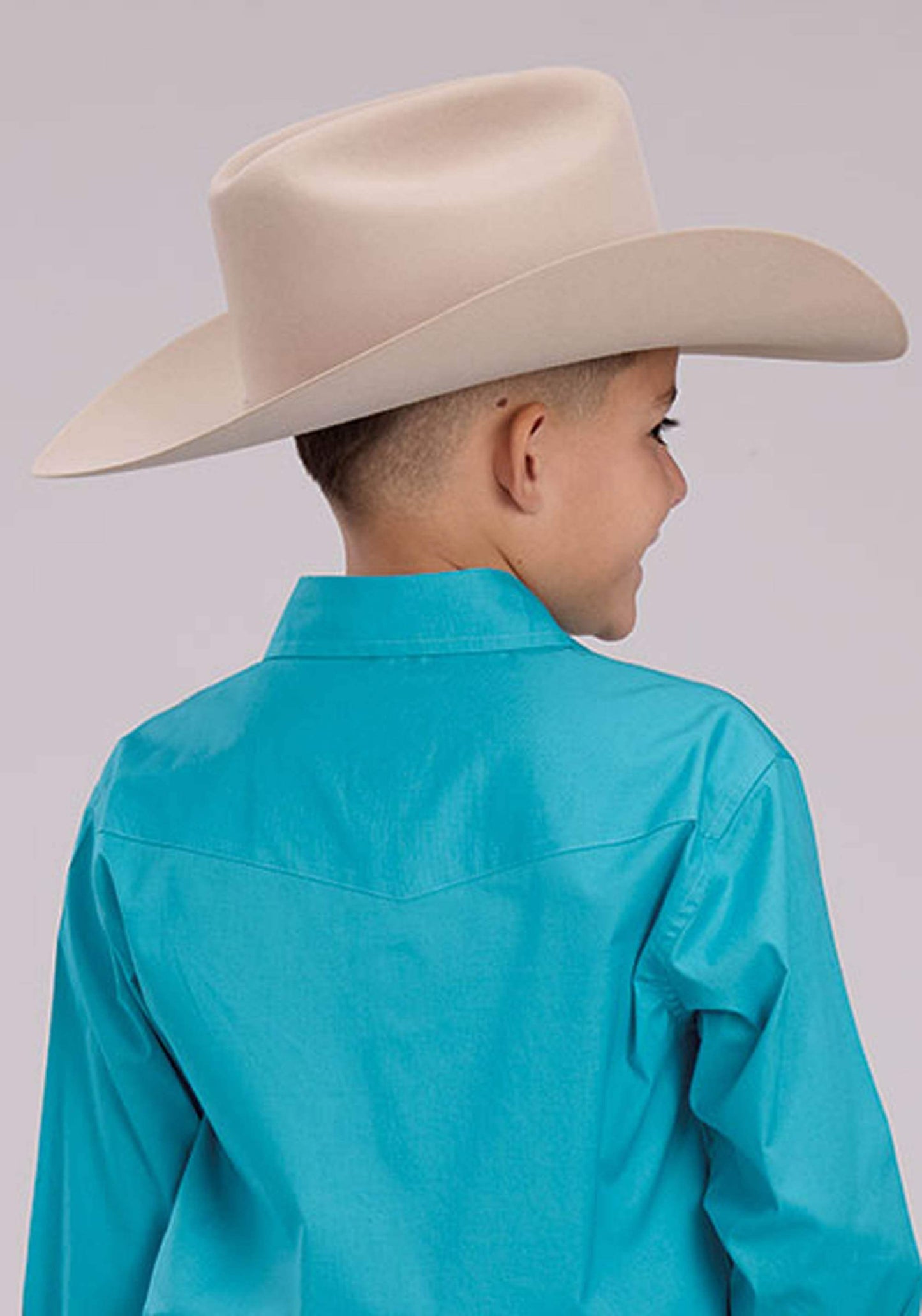 Roper Boys Solid Stretch Poplin - Turquoise Long Sleeve Snap Western Shirt - Roper - Flyclothing LLC