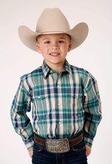 Roper Boys Long Sleeve Snap Ocean Plaid Western Shirt - Roper - Flyclothing LLC