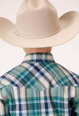 Roper Boys Long Sleeve Snap Ocean Plaid Western Shirt - Roper - Flyclothing LLC